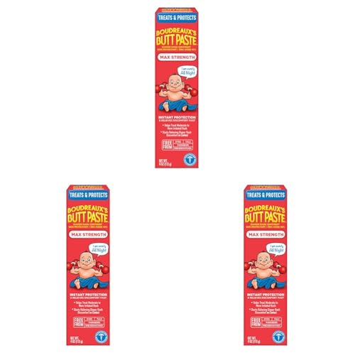 Image of Boudreaux's Butt Paste Maximum Strength Diaper Rash Cream, Ointment | For Baby | 4 oz Tube | Pack of 3