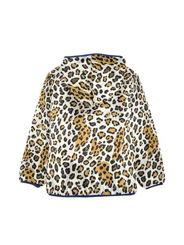 Leopard Pattern Yellow Brown Girls Fleece Jacket Girls Fall Jacket Boys Coats Zip Up Hoodie Children Outerwear 2-10T2