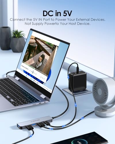 Hub USB 3.0, 4 Porte USB 3.0 Dati & Porta Alimentazione tipo C, Adattatore Multiporta con Cavo Lungo 0.6M, per PC Windows, MacBook, Laptop, Desktop, Altri con Porta USB-A 3.0 (HE32-0.6M) - Hub USB - Immagine 6