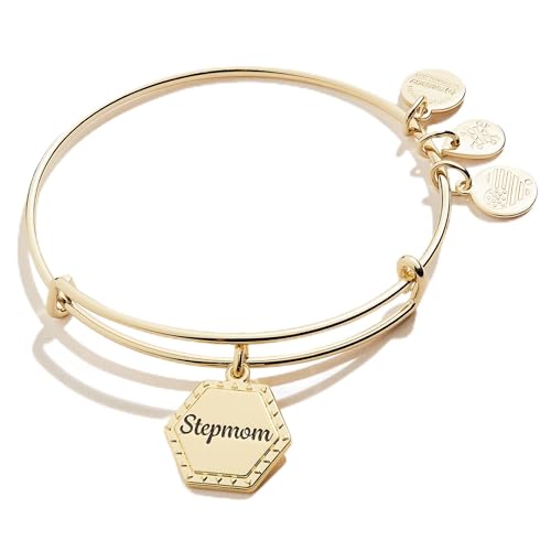 Alex and Ani A21BILY13SAG,Because I Love You Stepmom Expandable Bangle Bracelet,Shiny Antique Gold,Gold, Bracelets