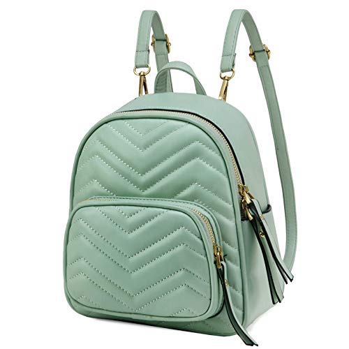 Kasqo - Mini borsa trapuntata piccola per donne e ragazze, 3 modi per trasportare da donna, alla moda, casual, da viaggio, con cinghie staccabili - verde - Small