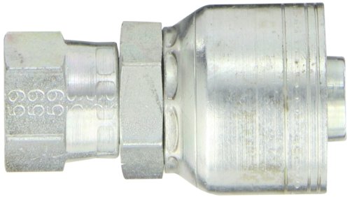 Image of Aeroquip 1AA10FJ12 Carbon Steel Global TTC (Thru the Cover) Crimp Hose Fitting Female JIC Swivel, Straight, 3 /4 inch Hose ID, 7 /8 inch - 14 Thread