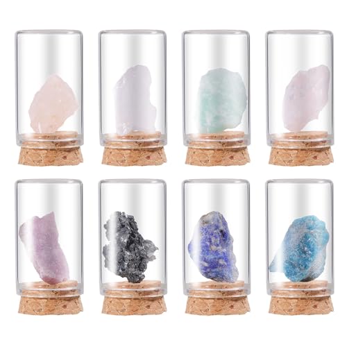 CHGCRAFT - CHGCRAFT 8 pcs Cristaux Bruts D'Améthyste 8 styles de Matières Premières en Cristal Naturel Pierres Brutes Cristal dans une Bouteille en Verre à Colonne pour Bricolage Pierres Brutes et Cristaux Décor