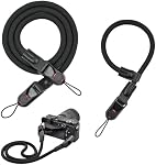 2 Pack Camera Strap Quick Release, Nylon Rope Camera Neck Shoulder Strap & Wrist Strap Camera Hand Strap for DSLR Mirrorless Camera Accessories, Black