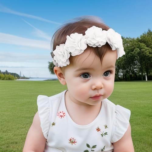 WeddHuis 2 Stücke Baby Haarband Chiffon Blume Stirnband Blume Krone Baby Haarschmuck Neugeborenes Baby Kleinkind Kinder Neugeborenes Haarreifen Floral Geburtstag Haarband Baby Mädchen