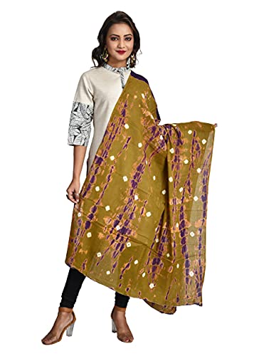 Image of Women's Pure Cotton Multi-Colored Traditional Authentic Tie Dye with Bandhej Bandhani Dupatta Chunni