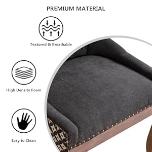 Farmhouse Dining Chairs Set of 2 Upholstered Fabric Dining Room Accent Chairs with Wood Legs Bronze Nailhead High Wingback Kitchen Chairs for Living Room Hotel Apartment Black