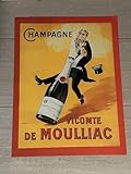 Champagne Vicomte de Moulliac Vintage Wine Advertistment Poster Wall Art Home Decor, 18 x 24 inches