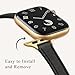 STIROLL Slim Leather Bands Compatible with Apple Watch Band 38mm 40mm 41mm 42mm(Series 11 10), Top Grain Leather Watch Thin Wristband for iWatch SE 9 8 7 6 5 4 3 2 1 (Black Gold)
