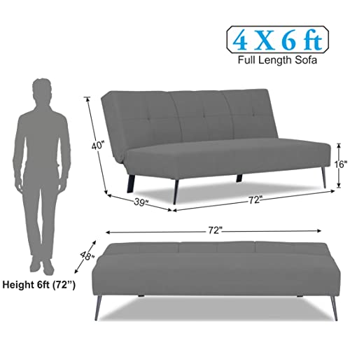 Image of Adorn India Xander 3 Seater Sofa Cum Bed (Grey) (3 Year Warranty)
