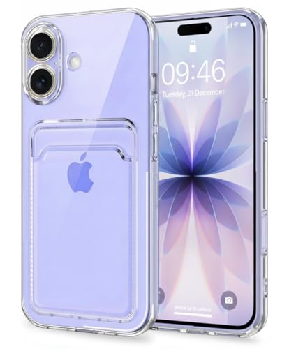 AMPLE Case for iPhone 17 Liquid Silicon Back Card Holder Phone Case Ultra Slim Soft TPU Shockproof Case with Card Slot Card Holder Sleeve Wallet Card for iPhone 17 (Clear)