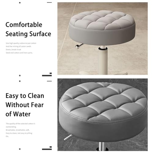 كرسي صغير دائري بعجلات من الميكاكوز، مصنوع من جلد صناعي بارتفاع قابل للتعديل، مناسب للعمل والمنتجعات الصحية والصالونات والمنزل والمكتب (أسود)