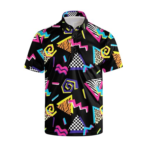 70s Outfits for Men Golf Polo Shirts Short Sleeve Disco Retro