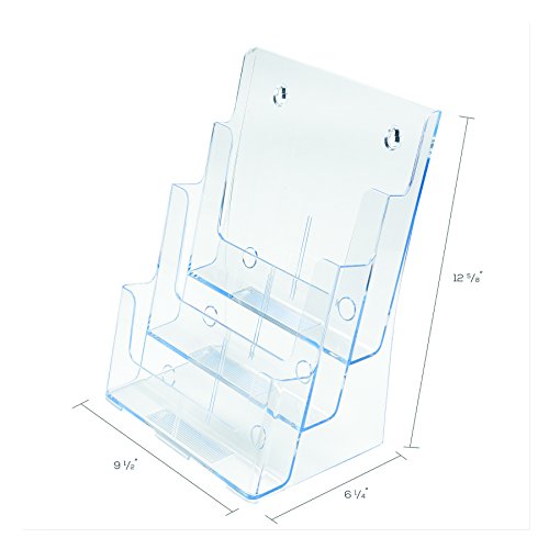 Deflecto 3-Compartment Docuholder, Magazine Size, 9.5W X 6.25D X 12.63, Clear #TOP4