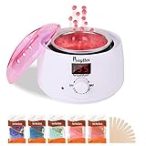 Professionelles Wachs-Haarentfernungs-Set: Dieses Set bietet Ihnen einen kompletten Satz von Werkzeugen für die Haarentfernung, ermöglicht es Ihnen, eine sichere und schmerzfreie Haarentfernung schnell zu Hause zu erledigen.Wachserhitzer, 5 Packungen (5 x 100 g) Wachsbohnen, 10 Enthaarungshölzer.