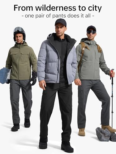 FREE SOLDIER Herren Winter Thermo Skihose Softshell Vlies Gefüttert Outdoor Hose Taktische Wasserdicht Langlaufhose für Jagd Trekking und Fahrrad