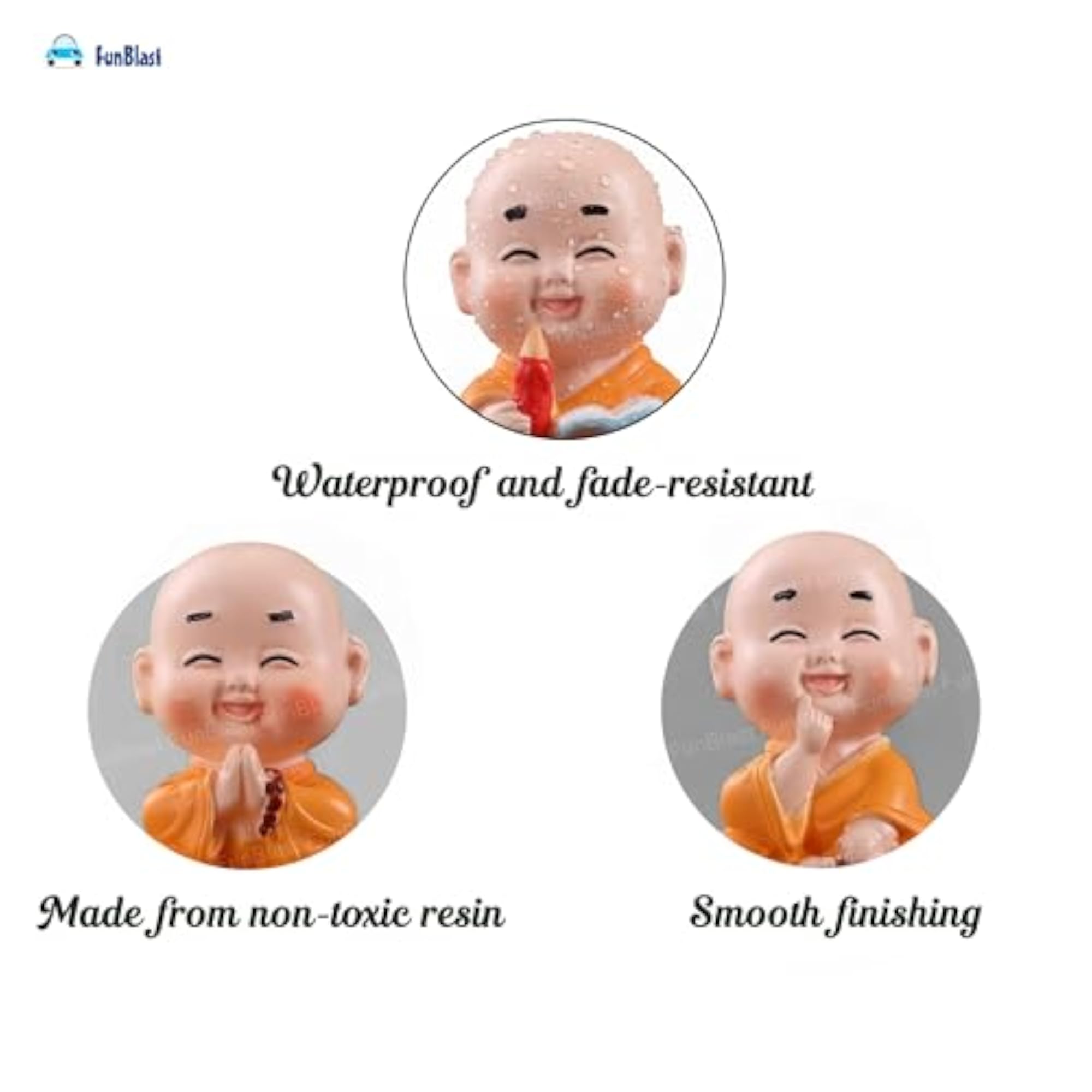 Buddha Monk Set of 4 Statue Figurines