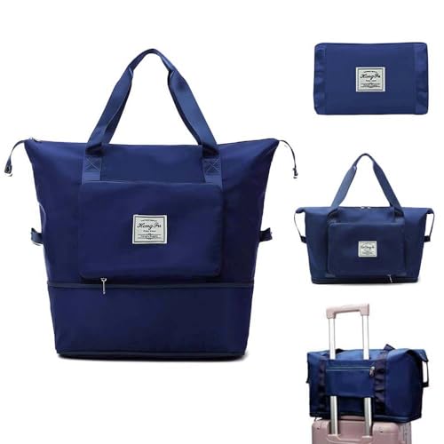Jahomieo Large Capacity Foldable Travel Bag, Expandable Waterproof Carry on Bag, Dry and Wet Separation Spor Duffel Bags