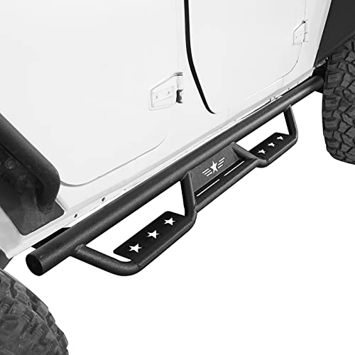 Hooke Road Wrangler Running Boards 4 Door, Side Steps Nerf Bars For 2007-2018 Jeep Wrangler Jk Unlimited 4 Doors Only #TOP2