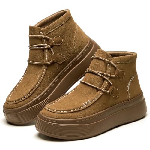 Image of Project Cloud Genuine Leather Platform Boots for Women - Chukka Ankle Boots