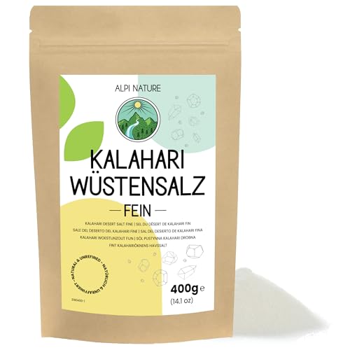 Sal Fina del Desierto de Kalahari de Alpi Nature, Sal Gourmet Pura Natural 0.1-0.6 mm Secada al Sol (400G)
