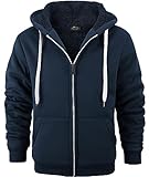SPEEDRUN Sudaderas Hombre Cremallera con Capucha Negra Chaqueta Pelo Sudadera for Men Gruesa Invierno Completa Full Zip up Hoodie Regular