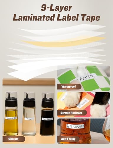 MakeID L1-C Label Maker Tape Refills, 16mm x 4m (0.63\" x 13\'), Continuous Thermal Laminated Label Tape, Waterproof, Self-Adhesive, Compatible with MakeID Label Printers