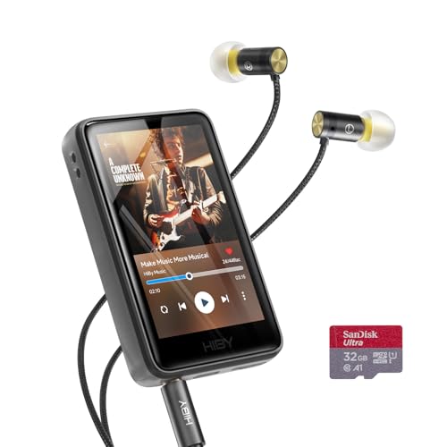 HiBy R1 HiFi MP3 Player with Bluetooth 5.1 Hi-Res Audio Certified DSD 256 Native Tidal Qobuz Player MSEB Tuning 3”Touchscreen 32GB+ Yves Earphones