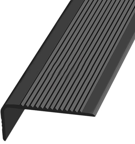 Nez de marche autocollant PVC noir bande antidérapante escalier 7x3cm