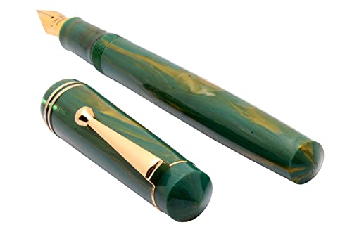 Image of Ledos Click Aristocrat Marble Fountain Pen With 3in1 Ink Filling Mechanism & Golden Trims (Green Marble)