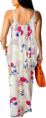 Image of Women's Casual Summer Maxi Dresses Sleeveless Adjustable Spaghetti Strap Loose Plus Size Dresses