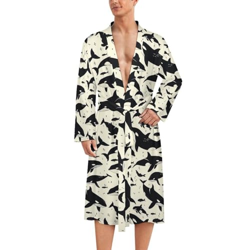 Killer Whale Funny Men's Robe Novelty Soft Lightweight Bathrobe Long-sleeve Spa Robes