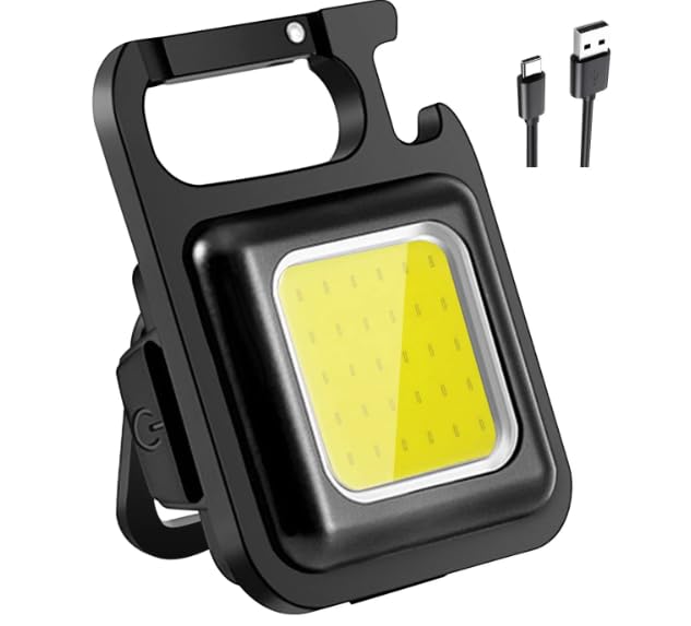 qwid mini cob 500 lumens magnetic light l rechargeable cob keychain light l bottle opener collapsible bracket with key chain pack of 1