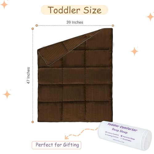 Image of ZPECC Toddler Down Alternative Comforter, 39x47 Hypoallergenic Baby Blanket Quilt, Soft Breathable Lightweight All Season Kids Duvet Insert for Crib Stroller Cot Daycare, Brown
