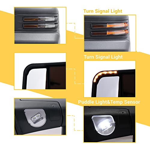 Tow Mirrors for Dodge Ram 1500 (2009-2018), Dodge Ram 2500 3500 (2010-2018) with Turn Signal Power Glass Extendable Towing Mirror Pair Set - Thumbnail 3
