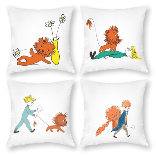 枕カバー 4枚セット ラチとらいおん ラチとらいおん ラチとらいおん ラチとらいおん 抱き枕カバー クッションカバー 座布団カバー 装飾枕カバー 背当てカバー ピローケース 正方形 ソファ背当て 隠す式ファスナー 45cm×45cm 通気性 柔らかい おしゃれ インテリア 寝室 部屋飾り 丸洗い可能 家庭用 四季通用のサムネイル