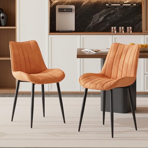 VECELO Dining Chairs Set of 4, Velvet Fabric & Metal Frame, Mordern Style for Kitchen, Living Room,Offcie, Brown by VECELO - Image 8