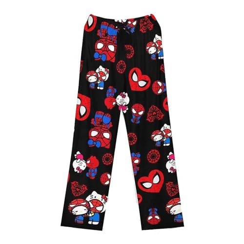 ztttsxy Cartoon Pajamas for Women Girls Cute Cartoon Cat Print Kawaii Casual Sleep Pajama Pants M, Black