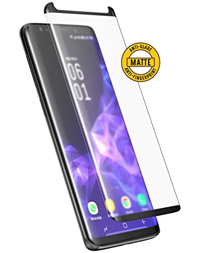 Samsung Galaxy S9 Plus Matte Screen Protector - Curved Fingerprint Free Tempered Glass (Magglass Xm90) Reinforced Anti Glare Screen Guard (Includes Precision Applicator) #TOP3