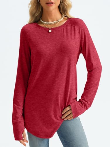 Image of AUTOMET Womens Long Sleeve Tunic Tops Crew Neck Casual Loose Fit Shirts