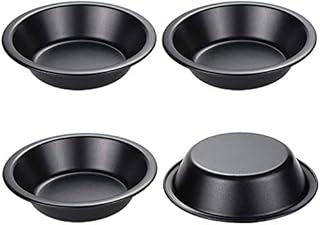 Webake Individual Pie Dishes Round Mini Tart Tins 12 cm Non-Stick Coating Quiche Baking Moulds Set of 4