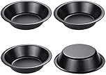 webake Individual Pie Dishes Round Mini Tart Tins 12 cm Non-Stick Coating Quiche Baking Moulds Set of 4