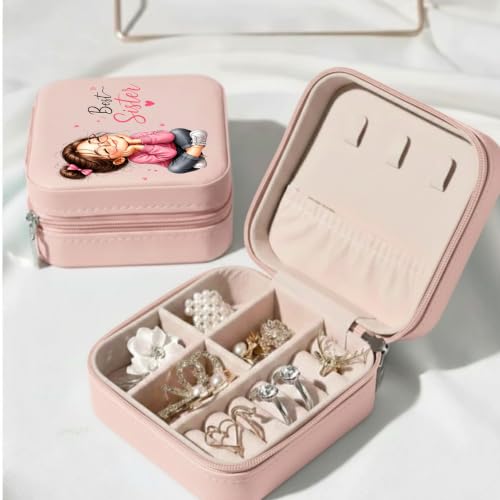 Image of P Arts Precious Art Gifts Best Sister Jewellery Organiser Box With Wooden Earring Pair,Greeting Card,Best Rakhi Gift For Sister,Rakshabandhan Combo Pack Set (Best Sister)
