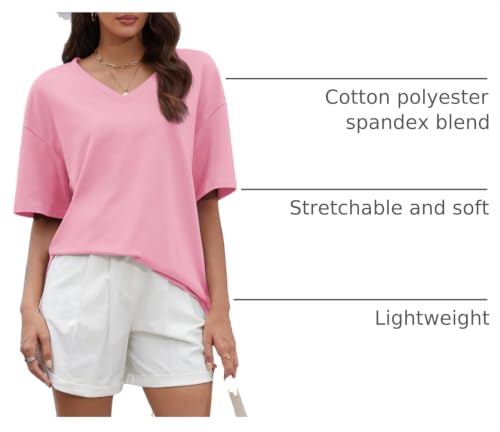 Image of ATHMILE Womens Oversized Shirts V Neck Plus Size Spring Workout Summer Tops Beach Vacation 2026 Gym Clothes Basic Tee