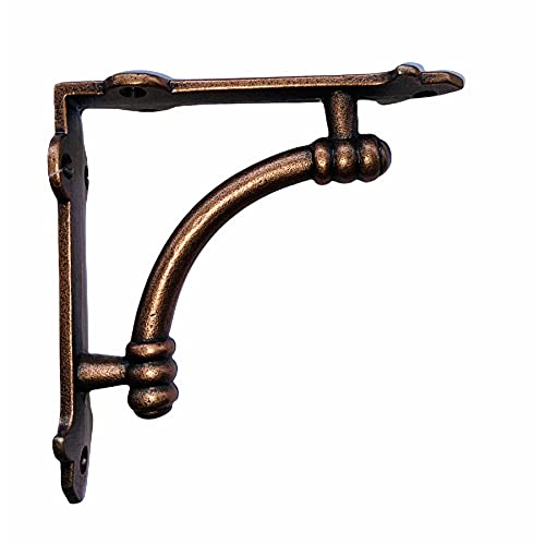 Nach Farmhouse Industrial Shelf Brackets - Rustic Floating Shelf Bracket - Cast Iron Wall Mount Brackets For Indoor/Outdoor Use - Small 5.375X1.25X5.375 Inch (Antique Copper- 4 Pack), Ad-90-064Cps #TOP1