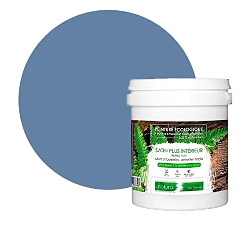 BOX DECO COULEURS Peinture murale naturelle écologique aspect satin intérieur Natura - 1 L / 13 m², Bleu Pigeon Cover