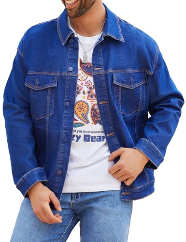 Image of Bindefon Denim Jackets for Men Trucker Jean Jacket Unlined Coats Spring Fall Outfits