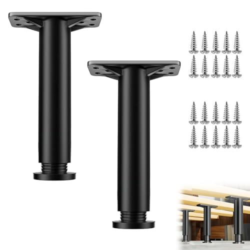 Rakiuty Patas para Muebles Altura Regulables,2 Piezas Patas para Muebles Regulables,Patas para Muebles,Pies de Muebles Ajustables de 13-22 cm,para Mesas Muebles Sofá Mesa Estantes,Negro