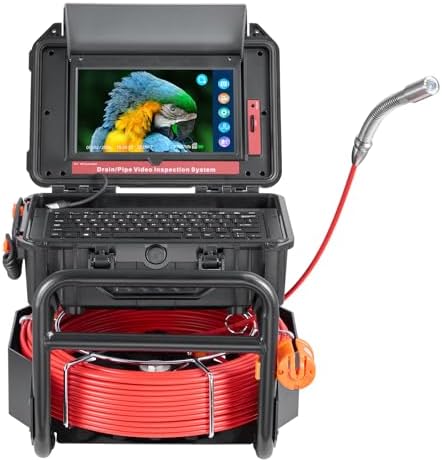 VEVOR Sewer Camera, 165 ft/50m, Self-Leveling Drain Camera with 10.1" Touchscreen, 512Hz Transmitter & Distance Counter, IP67 Snake Plumbing Tools with Lights-12 LED, 32GB Card for Duct Pipe