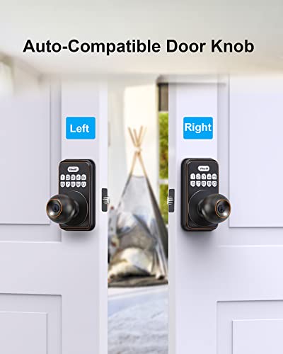 Zowill Keyless Entry Door Lock, Electronic Keypad Deadbolts With Knob Handle, Auto-Lock&Anti-Peeping Password, 20 Customizable User Codes And One-Time Code, Front Door Lock Set With Handle #TOP6